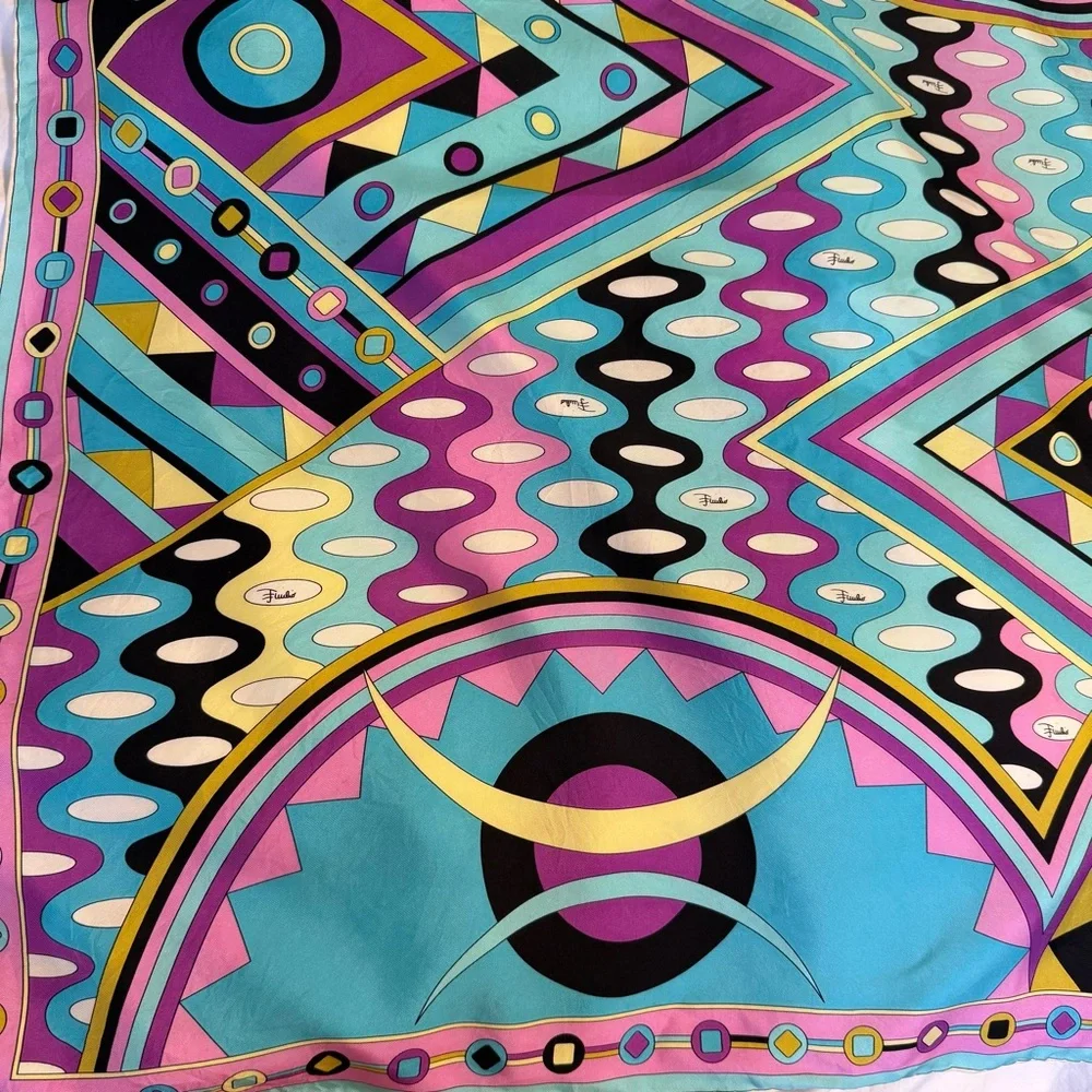 Emilio Pucci Multicolor Geometric Silk Scarf